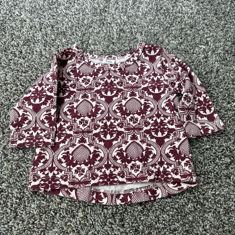 Kate Quinn baby burgundy long sleeve top size 3-6 months